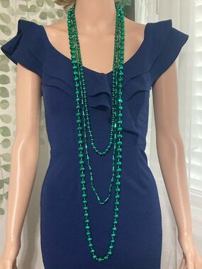 Green Mardi Gras Metallic Bead Layered Necklace